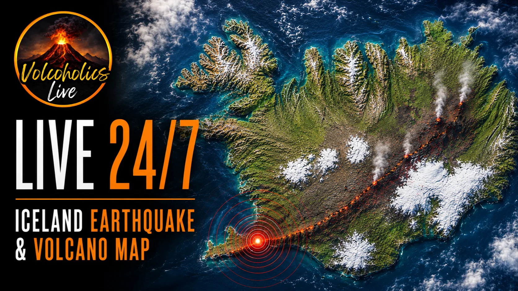 Iceland volcano live stream covering Reykjanes and Grindavík