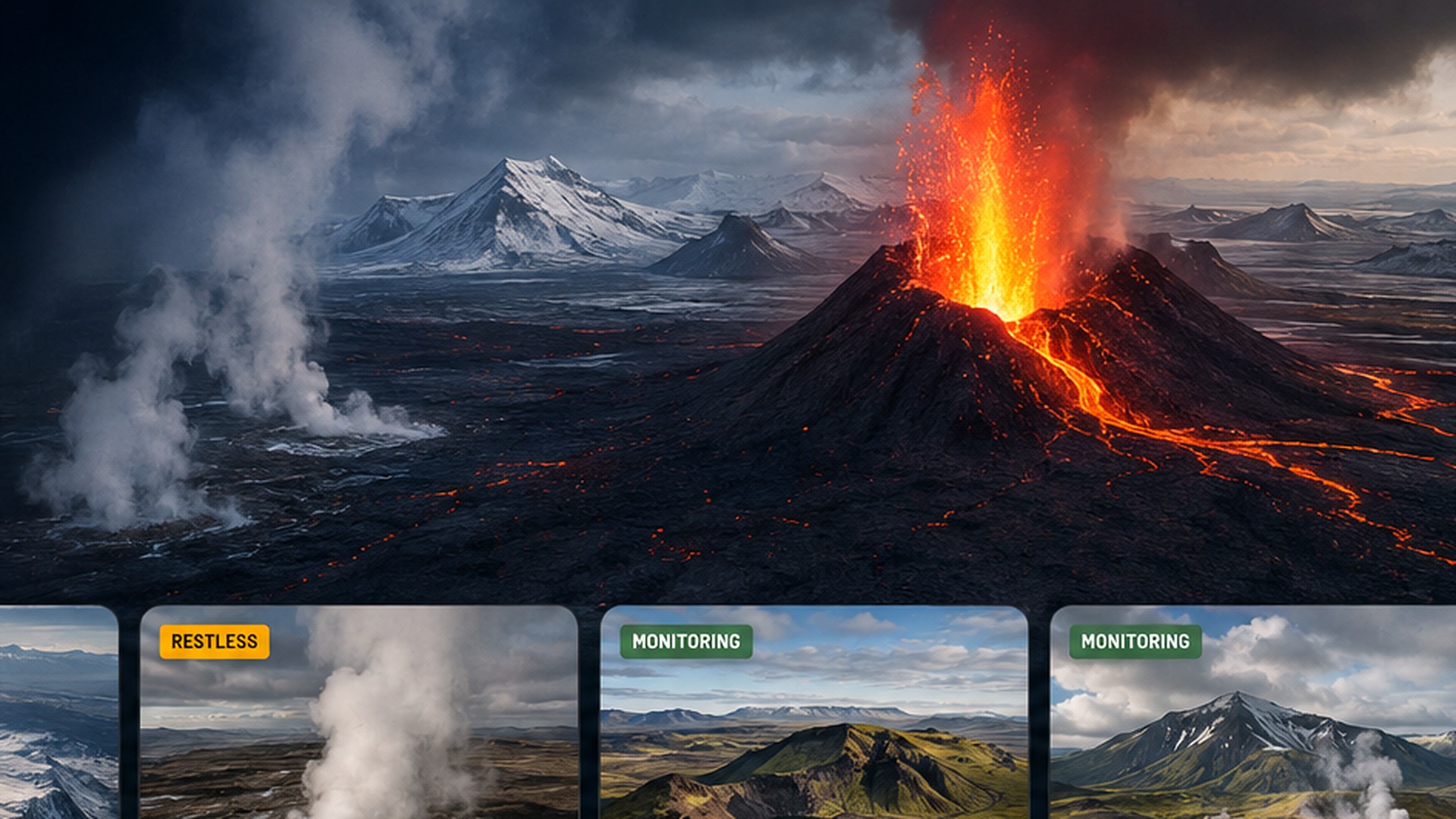 Iceland live monitoring dashboard — earthquakes, seismo data and volcano cameras